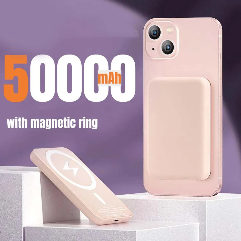 Batterie externe magnétique  50000mAh, chargeur rapide sans fil  batterie externe pour iPhone